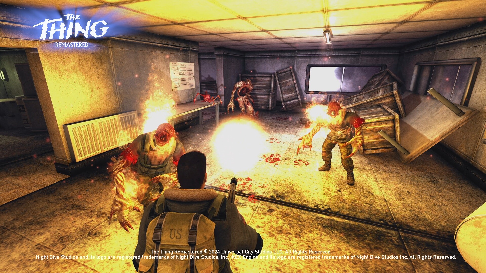 Pertarungan melawan monster dalam The Thing: Remastered