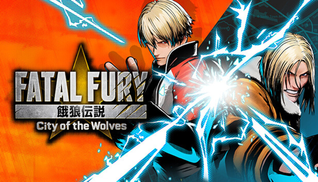 Logo dan karakter utama Fatal Fury: City of the Wolves.